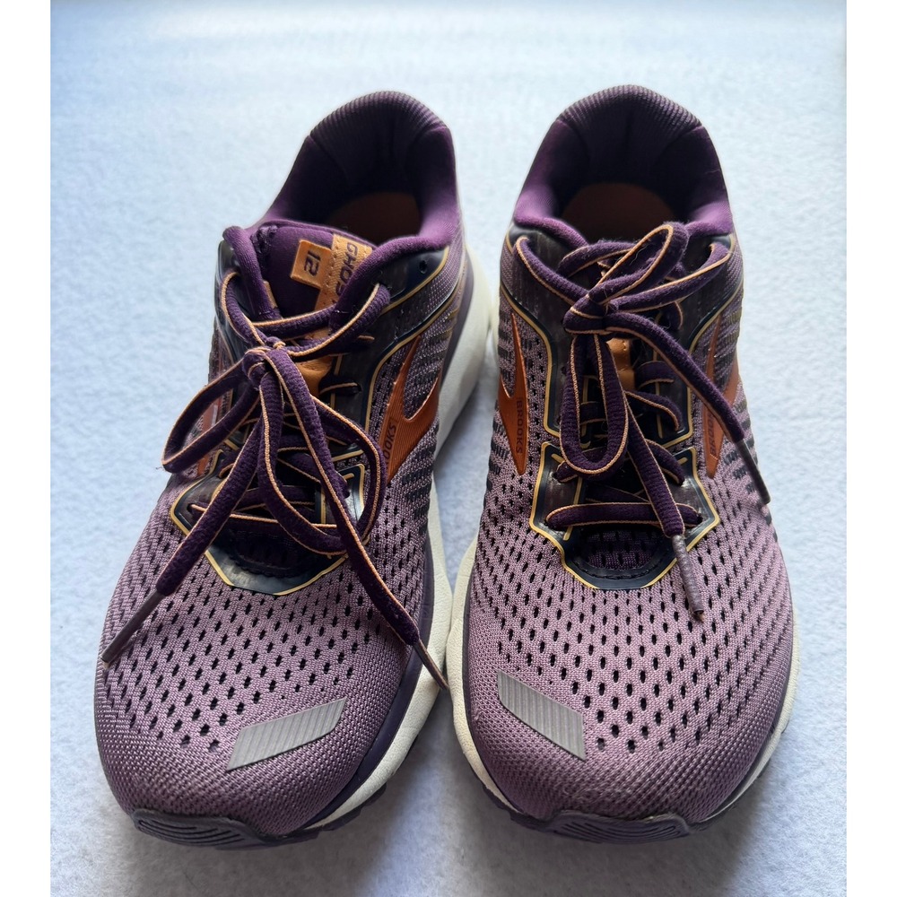 Brooks Ghost 12 Womens Running Shoes Purple Orange Preowned Size 8.5 - Picture 9 of 9